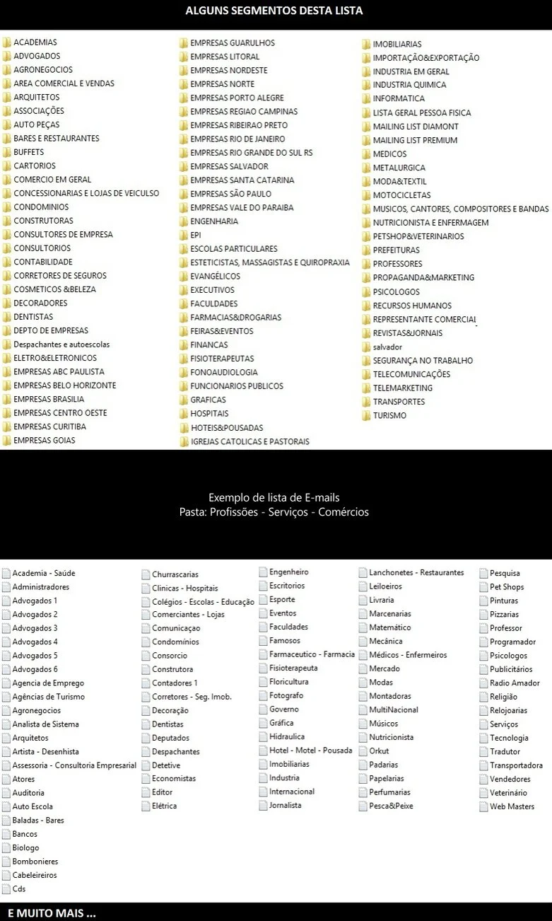 Lista de E-mails “Lista de e-mails de clientes para envio de campanhas de marketing"